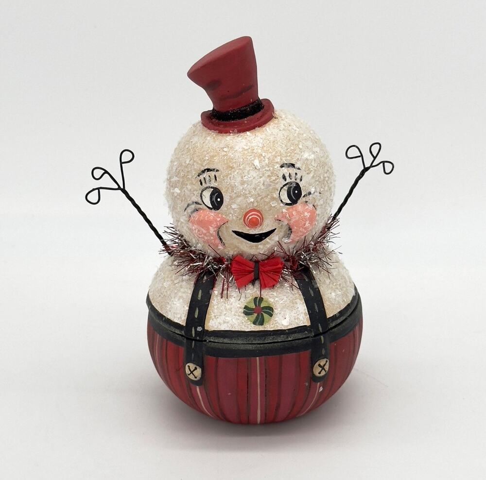New Bethany Lowe Johanna Parker Freddy Frost Snowman Christmas Jar Container
